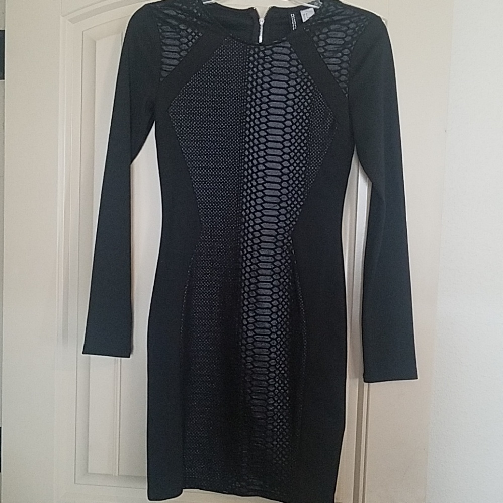 H&M Black Snakeskin Detail Dress